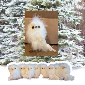 Feathered white snowy owl decor 6 available